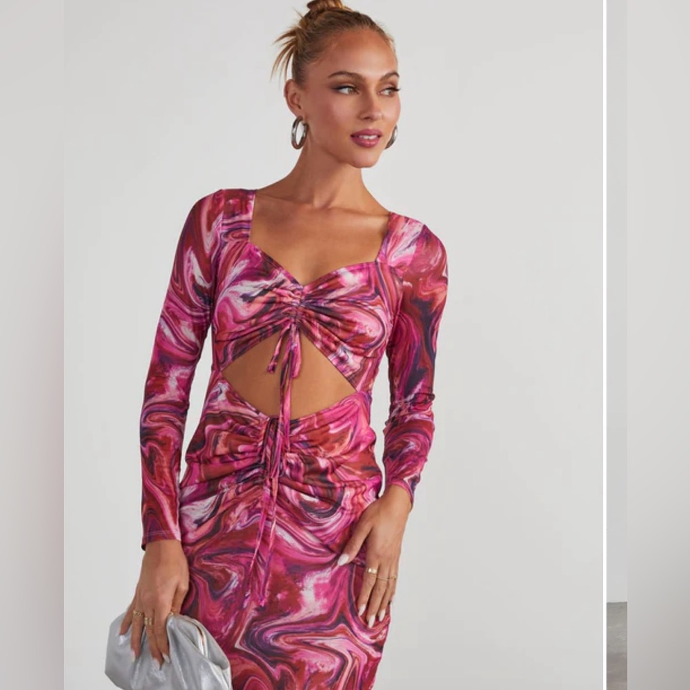 VICI Kismet Printed Mesh Cutout Midi Dress - Picture 3 of 3